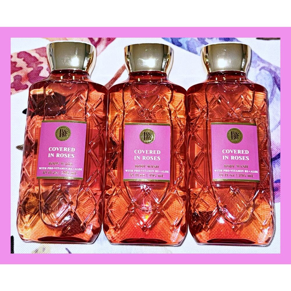 Bath & Body Works Covered in Roses 10oz Shower Gel Body Wash with Aloe B5 x3